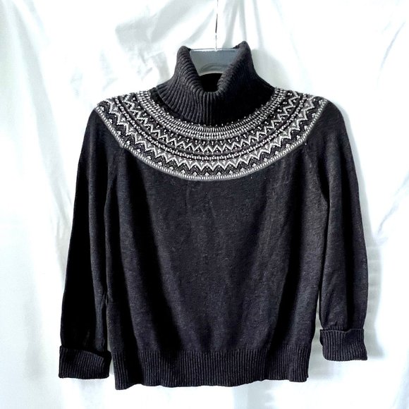 Talbots Classic Gray Cotton and Wool Pullover Sweater, Size Large, EUC! - Picture 2 of 12